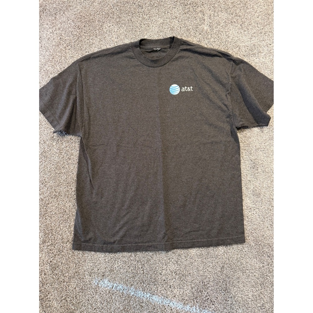 AT&T T-Shirt Mens XL* Gray Short Sleeve Corporate Logo Crew Neck Casual Tee